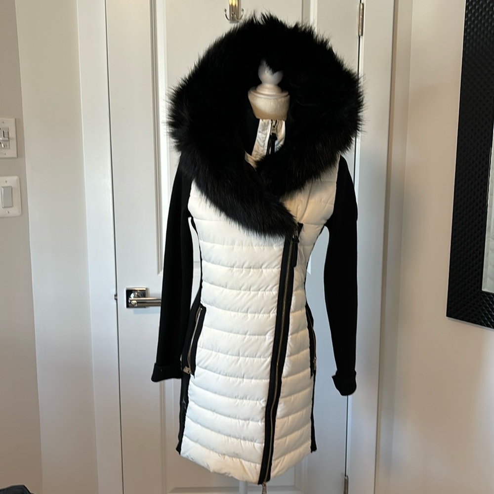 Calvin Klein white and black puffer coat